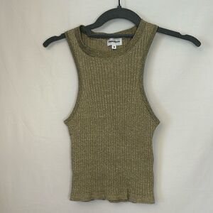 superdown Olive Metallic Ribbed Tank Top